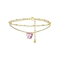 FindChic Birthstone Anklets for Women Layered Ankle Bracelets for Women