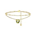FindChic Birthstone Anklets for Women Layered Ankle Bracelets for Women