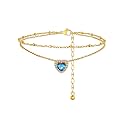 FindChic Birthstone Anklets for Women Layered Ankle Bracelets for Women