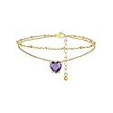 FindChic Birthstone Anklets for Women Layered Ankle Bracelets for Women