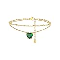 FindChic Birthstone Anklets for Women Layered Ankle Bracelets for Women