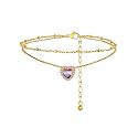 FindChic Birthstone Anklets for Women Layered Ankle Bracelets for Women