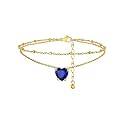 FindChic Birthstone Anklets for Women Layered Ankle Bracelets for Women