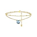 FindChic Birthstone Anklets for Women Layered Ankle Bracelets for Women