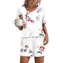 Findsweet Pajama Set for Women 2 Piece Lounge Set Soft Sleepwear Summer Casual Short Pjs Sets with Pockets M-3XL