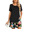 Findsweet Pajama Set for Women 2 Piece Lounge Set Soft Sleepwear Summer Casual Short Pjs Sets with Pockets M-3XL