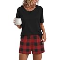Findsweet Pajama Set for Women 2 Piece Lounge Set Soft Sleepwear Summer Casual Short Pjs Sets with Pockets M-3XL