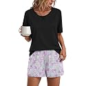 Findsweet Pajama Set for Women 2 Piece Lounge Set Soft Sleepwear Summer Casual Short Pjs Sets with Pockets M-3XL