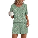 Findsweet Pajama Set for Women 2 Piece Lounge Set Soft Sleepwear Summer Casual Short Pjs Sets with Pockets M-3XL