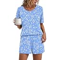 Findsweet Pajama Set for Women 2 Piece Lounge Set Soft Sleepwear Summer Casual Short Pjs Sets with Pockets M-3XL