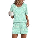 Findsweet Pajama Set for Women 2 Piece Lounge Set Soft Sleepwear Summer Casual Short Pjs Sets with Pockets M-3XL