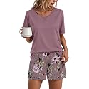 Findsweet Pajama Set for Women 2 Piece Lounge Set Soft Sleepwear Summer Casual Short Pjs Sets with Pockets M-3XL
