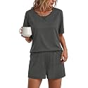 Findsweet Pajama Set for Women 2 Piece Lounge Set Soft Sleepwear Summer Casual Short Pjs Sets with Pockets M-3XL