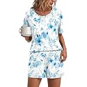 Findsweet Pajama Set for Women 2 Piece Lounge Set Soft Sleepwear Summer Casual Short Pjs Sets with Pockets M-3XL