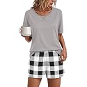 Findsweet Pajama Set for Women 2 Piece Lounge Set Soft Sleepwear Summer Casual Short Pjs Sets with Pockets M-3XL