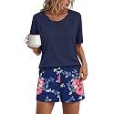 Findsweet Pajama Set for Women 2 Piece Lounge Set Soft Sleepwear Summer Casual Short Pjs Sets with Pockets M-3XL