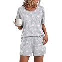 Findsweet Pajama Set for Women 2 Piece Lounge Set Soft Sleepwear Summer Casual Short Pjs Sets with Pockets M-3XL
