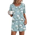 Findsweet Pajama Set for Women 2 Piece Lounge Set Soft Sleepwear Summer Casual Short Pjs Sets with Pockets M-3XL