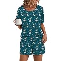 Findsweet Pajama Set for Women 2 Piece Lounge Set Soft Sleepwear Summer Casual Short Pjs Sets with Pockets M-3XL