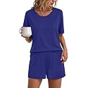 Findsweet Pajama Set for Women 2 Piece Lounge Set Soft Sleepwear Summer Casual Short Pjs Sets with Pockets M-3XL