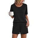 Findsweet Pajama Set for Women 2 Piece Lounge Set Soft Sleepwear Summer Casual Short Pjs Sets with Pockets M-3XL