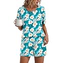 Findsweet Pajama Set for Women 2 Piece Lounge Set Soft Sleepwear Summer Casual Short Pjs Sets with Pockets M-3XL