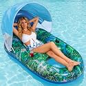 FindUWill Pool Floats Chairs Adult - 65'' x 42'' Large Pool Float Chairs, Inflatable Pool Lounger with Cup Phone Holder, Backrest, Footrest, Tanning Pool Lounge