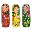 15 Pcs Red Yellow Green Color Hand Painted Wooden Russian Nesting Dolls