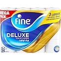 Fine Deluxe Toilet Paper 3 Ply, 24 Rolls x 140 Sheets, Highly Absorbent, Premium Feel Softness Bathroom Tissue Roll, Sterilized for Germ Protection, Maximum Tissue Thickness