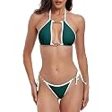 Square Neck Bra with Brazilian Drawstring Bikini Swimsuit Sets