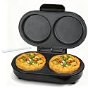 FineMade Omelette Maker Electric, Omelette Pan Nonstick, Dual Omelette Makers with 2 x 4.75” Round Grooves, Egg Bite Maker, Electric Double Egg Pan, Mini Pancake Maker, Breakfast Sandwich Maker, Black