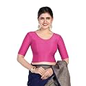 FINESTFIT Round Neck Dobby Fabric Stretchable Elbow Sleeve Readymade Saree Blouse for Women,100% Cotton Fabric.