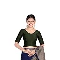 FINESTFIT Round Neck Stretchable Elbow Sleeve Readymade Saree Blouse for Women, 100% Cotton Dobby Fabric