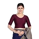FINESTFIT Round Neck Stretchable Elbow Sleeve Readymade Saree Blouse for Women, 100% Cotton Dobby Fabric