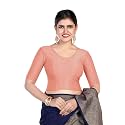 FINESTFIT Round Neck Stretchable Elbow Sleeve Readymade Saree Blouse for Women, 100% Cotton Dobby Fabric