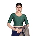 FINESTFIT Round Neck Stretchable Elbow Sleeve Readymade Saree Blouse for Women, 100% Cotton Dobby Fabric