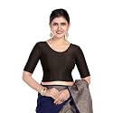 FINESTFIT Round Neck Stretchable Elbow Sleeve Readymade Saree Blouse for Women, 100% Cotton Dobby Fabric