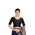FINESTFIT Round Neck Stretchable Elbow Sleeve Readymade Saree Blouse for Women, 100% Cotton Dobby Fabric