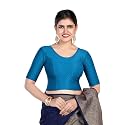FINESTFIT Round Neck Stretchable Elbow Sleeve Readymade Saree Blouse for Women, 100% Cotton Dobby Fabric