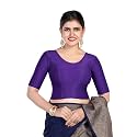 FINESTFIT Round Neck Stretchable Elbow Sleeve Readymade Saree Blouse for Women, 100% Cotton Dobby Fabric