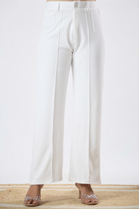 FINESTITCH Straight Fit Women White Trousers