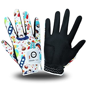 finger ten golf gloves for kids boys girls both left right hand value 1 pair toddler junior youth golf glove white green black whiteampblack medium