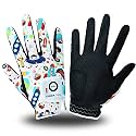 FINGER TEN Golf Gloves for Kids Boys Girls Both Left Right Hand Value 1 Pair, Toddler Junior Youth Golf Glove White Green Black (White&Black, Small)