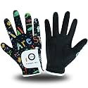FINGER TEN Golf Gloves for Kids Boys Girls Both Left Right Hand Value 1 Pair, Toddler Junior Youth Golf Glove White Green Black (Dark Blue&Black, Small)