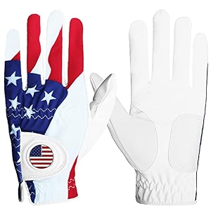 finger ten golf gloves men left hand right leather with ball marker usa flag pack mens golf glove all weather grip fit size small medium ml large xl usa flag large left