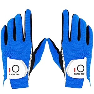 finger ten mens golf glove rain grip pair both hand or 2 pack left right hand hot wet weather no sweat black gray green fit size small medium large xl small blue 1 pair