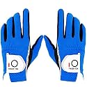 FINGER TEN Men’s Golf Glove Rain Grip Pair Both Hand or 2 Pack Left Right Hand, Hot Wet Weather No Sweat, Black Gray Green, Fit Size Small Medium Large XL (Small Blue, 1 Pair)