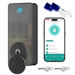 fingerprint door lock biquole keyless entry door lock app control electronic keypad deadbolt auto amp one touch lock  digital smart door locks  easy installation  ip54 waterproof