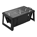 Envelope Premium BBQ Grill for Indoor & Outdoor Cooking| Traveler Compact Foldable Tandoor Charcoal Barbeque Grill Set| Tabletop, Portable, Easy Assembly- (Black)