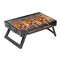 GrillPorter Briefcase Barbeque With Accessories for home - Traveler Foldable Charcoal Barbeque Portable barbque With 6 Skewers, Tong, Airblower, Spices,Wooden Cleaning Brush